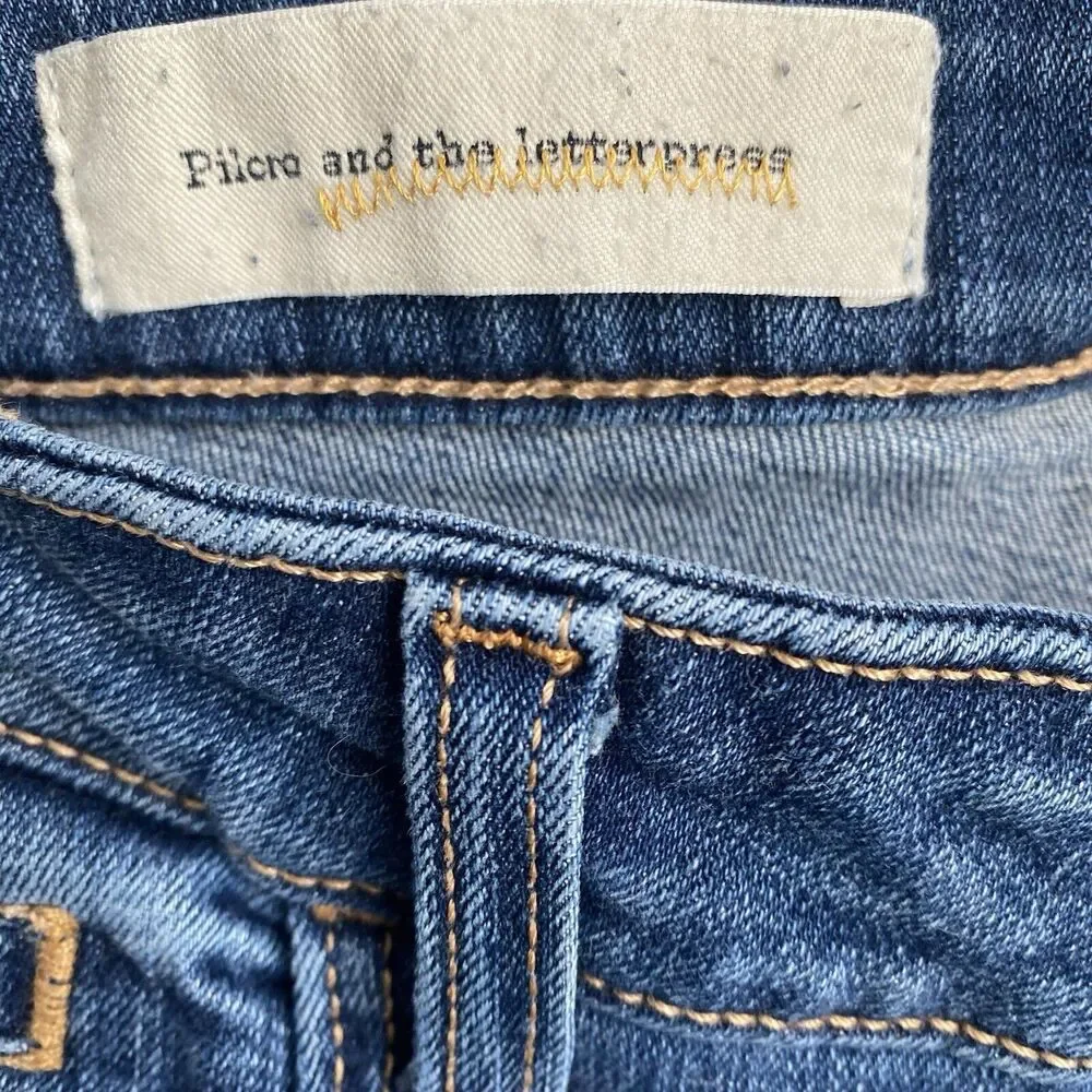 Pilcro And The Letterpress Jeans Womens 29 STET Dark Wash Mid-Rise‎ Regular Fit